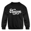 Oregon Youth Sweatshirt - Hand Lettered Youth Oregon Crewneck Sweatshirt - black