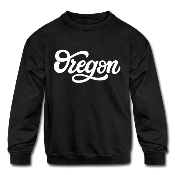 Oregon Youth Sweatshirt - Hand Lettered Youth Oregon Crewneck Sweatshirt - black