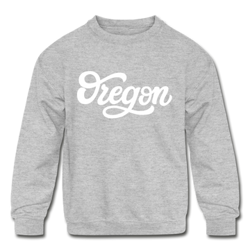 Oregon Youth Sweatshirt - Hand Lettered Youth Oregon Crewneck Sweatshirt - heather gray