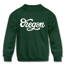 Oregon Youth Sweatshirt - Hand Lettered Youth Oregon Crewneck Sweatshirt - forest green