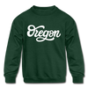 Oregon Youth Sweatshirt - Hand Lettered Youth Oregon Crewneck Sweatshirt - forest green