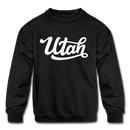 Utah Youth Sweatshirt - Hand Lettered Youth Utah Crewneck Sweatshirt - black