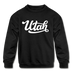 Utah Youth Sweatshirt - Hand Lettered Youth Utah Crewneck Sweatshirt - black