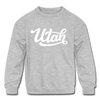 Utah Youth Sweatshirt - Hand Lettered Youth Utah Crewneck Sweatshirt - heather gray