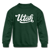 Utah Youth Sweatshirt - Hand Lettered Youth Utah Crewneck Sweatshirt - forest green