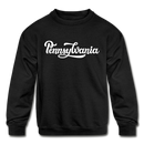 Pennsylvania Youth Sweatshirt - Hand Lettered Youth Pennsylvania Crewneck Sweatshirt - black
