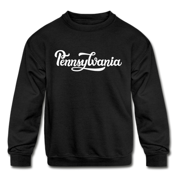 Pennsylvania Youth Sweatshirt - Hand Lettered Youth Pennsylvania Crewneck Sweatshirt - black