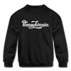 Pennsylvania Youth Sweatshirt - Hand Lettered Youth Pennsylvania Crewneck Sweatshirt - black