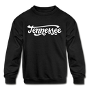Tennessee Youth Sweatshirt - Hand Lettered Youth Tennessee Crewneck Sweatshirt - black