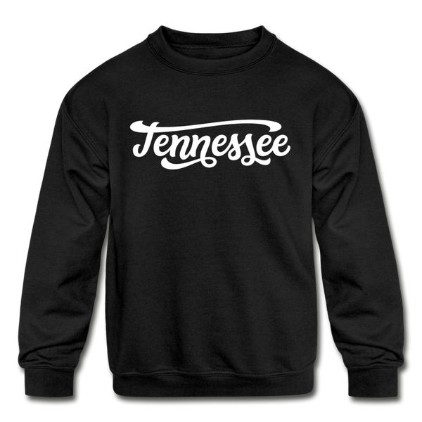 Tennessee Youth Sweatshirt - Hand Lettered Youth Tennessee Crewneck Sweatshirt - black