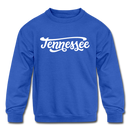 Tennessee Youth Sweatshirt - Hand Lettered Youth Tennessee Crewneck Sweatshirt - royal blue