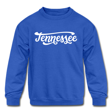 Tennessee Youth Sweatshirt - Hand Lettered Youth Tennessee Crewneck Sweatshirt - royal blue