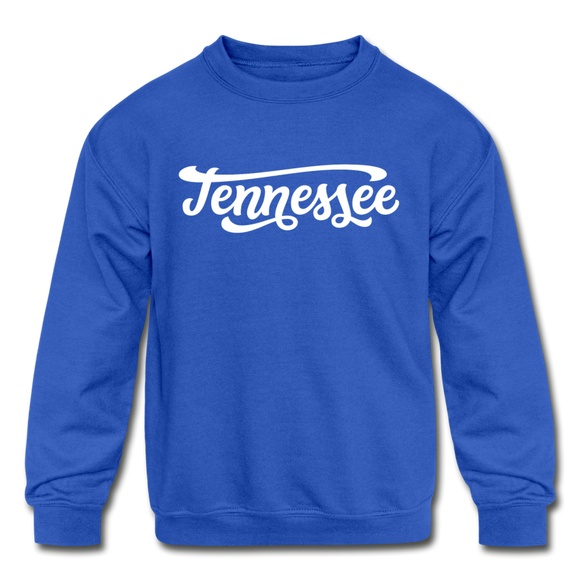 Tennessee Youth Sweatshirt - Hand Lettered Youth Tennessee Crewneck Sweatshirt - royal blue