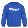 Tennessee Youth Sweatshirt - Hand Lettered Youth Tennessee Crewneck Sweatshirt - royal blue