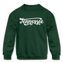 Tennessee Youth Sweatshirt - Hand Lettered Youth Tennessee Crewneck Sweatshirt - forest green