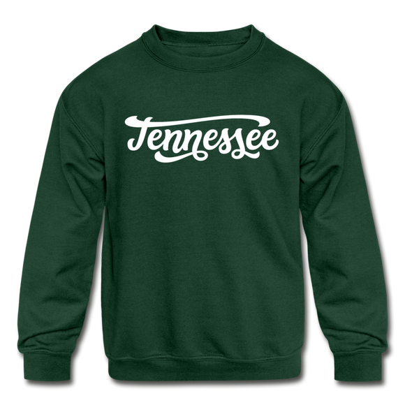 Tennessee Youth Sweatshirt - Hand Lettered Youth Tennessee Crewneck Sweatshirt - forest green