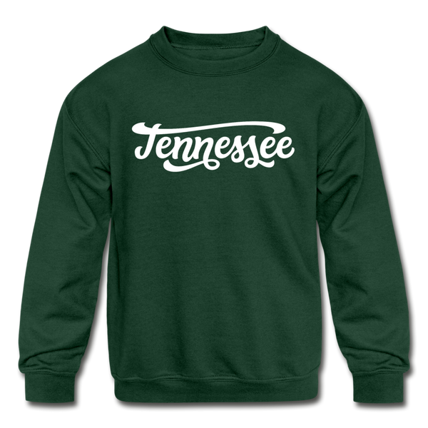Tennessee Youth Sweatshirt - Hand Lettered Youth Tennessee Crewneck Sweatshirt - forest green