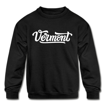 Vermont Youth Sweatshirt - Hand Lettered Youth Vermont Crewneck Sweatshirt - black