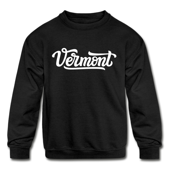 Vermont Youth Sweatshirt - Hand Lettered Youth Vermont Crewneck Sweatshirt - black
