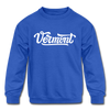 Vermont Youth Sweatshirt - Hand Lettered Youth Vermont Crewneck Sweatshirt - royal blue