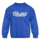 Vermont Youth Sweatshirt - Hand Lettered Youth Vermont Crewneck Sweatshirt - royal blue