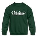 Vermont Youth Sweatshirt - Hand Lettered Youth Vermont Crewneck Sweatshirt - forest green