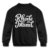 Rhode Island Youth Sweatshirt - Hand Lettered Youth Rhode Island Crewneck Sweatshirt - black