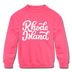 Rhode Island Youth Sweatshirt - Hand Lettered Youth Rhode Island Crewneck Sweatshirt - neon pink
