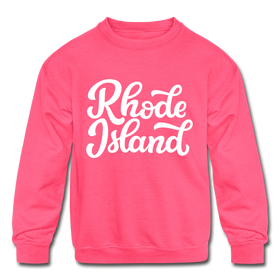 Rhode Island Youth Sweatshirt - Hand Lettered Youth Rhode Island Crewneck Sweatshirt
