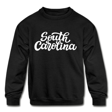 South Carolina Youth Sweatshirt - Hand Lettered Youth South Carolina Crewneck Sweatshirt - black
