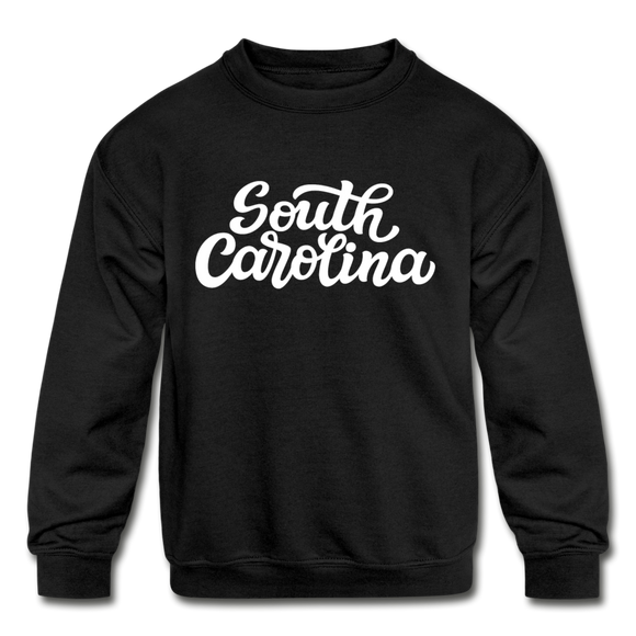 South Carolina Youth Sweatshirt - Hand Lettered Youth South Carolina Crewneck Sweatshirt - black