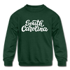 South Carolina Youth Sweatshirt - Hand Lettered Youth South Carolina Crewneck Sweatshirt - forest green