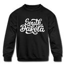 South Dakota Youth Sweatshirt - Hand Lettered Youth South Dakota Crewneck Sweatshirt - black