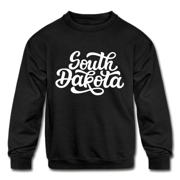 South Dakota Youth Sweatshirt - Hand Lettered Youth South Dakota Crewneck Sweatshirt - black