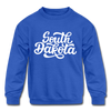 South Dakota Youth Sweatshirt - Hand Lettered Youth South Dakota Crewneck Sweatshirt - royal blue
