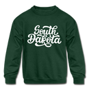 South Dakota Youth Sweatshirt - Hand Lettered Youth South Dakota Crewneck Sweatshirt - forest green