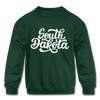 South Dakota Youth Sweatshirt - Hand Lettered Youth South Dakota Crewneck Sweatshirt - forest green