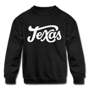Texas Youth Sweatshirt - Hand Lettered Youth Texas Crewneck Sweatshirt - black