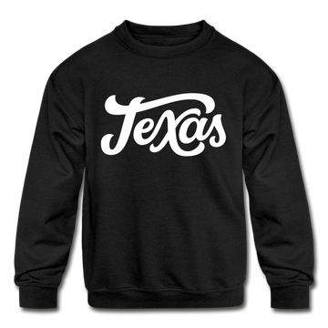 Texas Youth Sweatshirt - Hand Lettered Youth Texas Crewneck Sweatshirt - black