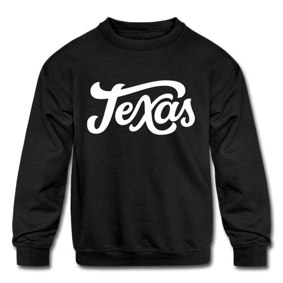 Texas Youth Sweatshirt - Hand Lettered Youth Texas Crewneck Sweatshirt - black