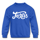 Texas Youth Sweatshirt - Hand Lettered Youth Texas Crewneck Sweatshirt - royal blue