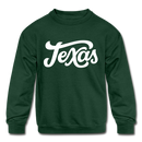 Texas Youth Sweatshirt - Hand Lettered Youth Texas Crewneck Sweatshirt - forest green