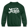 Texas Youth Sweatshirt - Hand Lettered Youth Texas Crewneck Sweatshirt - forest green