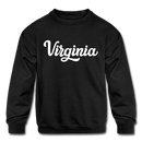 Virginia Youth Sweatshirt - Hand Lettered Youth Virginia Crewneck Sweatshirt - black