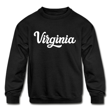 Virginia Youth Sweatshirt - Hand Lettered Youth Virginia Crewneck Sweatshirt - black