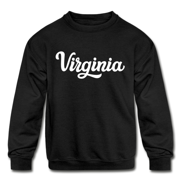 Virginia Youth Sweatshirt - Hand Lettered Youth Virginia Crewneck Sweatshirt - black