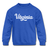 Virginia Youth Sweatshirt - Hand Lettered Youth Virginia Crewneck Sweatshirt - royal blue