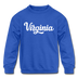 Virginia Youth Sweatshirt - Hand Lettered Youth Virginia Crewneck Sweatshirt - royal blue
