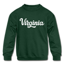 Virginia Youth Sweatshirt - Hand Lettered Youth Virginia Crewneck Sweatshirt - forest green