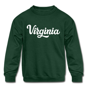 Virginia Youth Sweatshirt - Hand Lettered Youth Virginia Crewneck Sweatshirt - forest green
